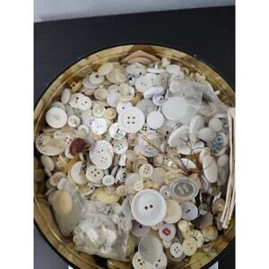 White Buttons of various shapes/sizes, new, vintage
